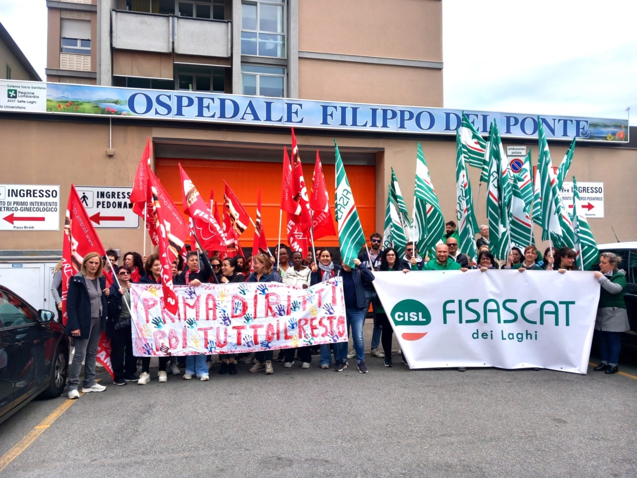 Sciopero dei lavoratori delle pulizie all’ospedale del Ponte di Varese